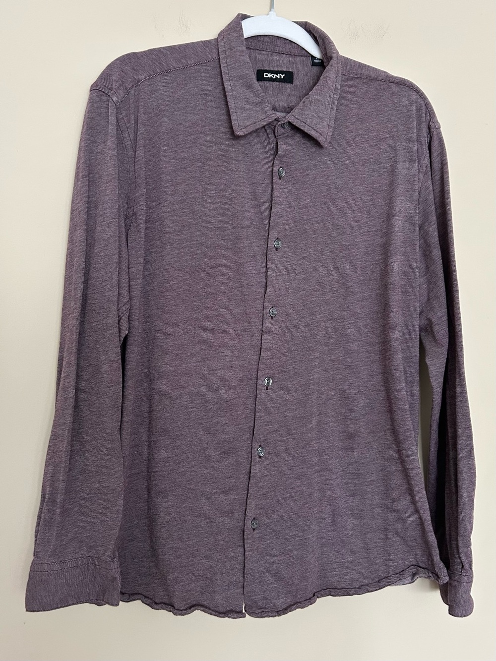 DKNY Men's Long-Sleeve Button-Down Shirt in Heather Plum